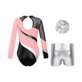 thumbnail image 2 of Alvivi Kids Girls Dance Unitard Activewear Gymnastics Leotard with Metallic Shorts Hair Scrunchie Light Pink 14, 2 of 7