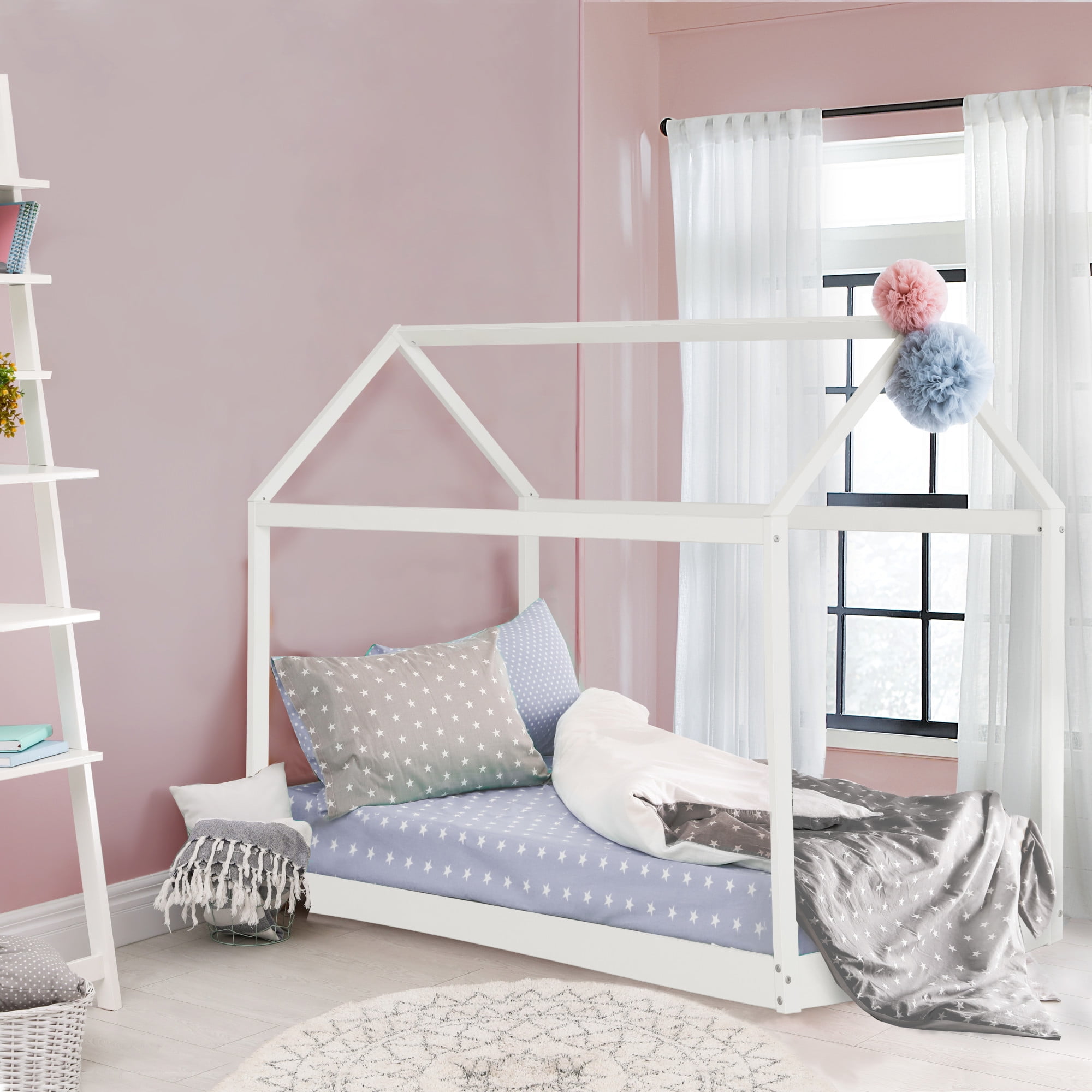 Tate House Canopy Twin Bed, White, by Hillsdale Living Essentials