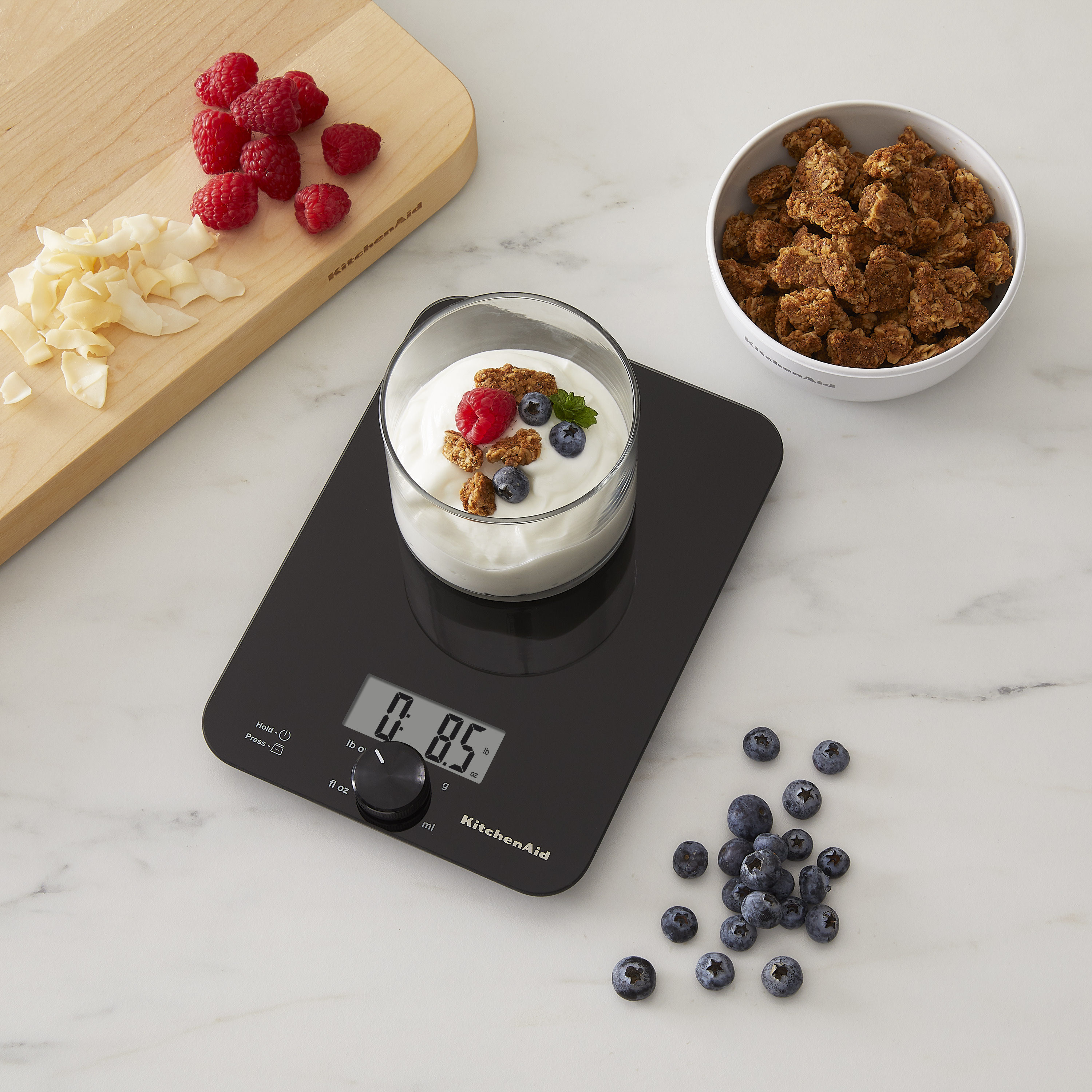 KitchenAid 11lb Digital Glass Top Food Scale, Black photo 2