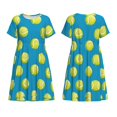 thumbnail image 3 of Bixox Robe d'Été à Manches Courtes pour Femmes Robe Ample Longueur Genou avec Poches-Ball Tennis, 3 of 7