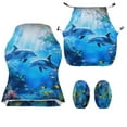 thumbnail image 4 of SCRAWLGOD Dolphin Fish Sea Print Blue Print Gaming Chair Cover Set of 4, Stretchable Chair Protective Cover with 2 Pieces Arm Rest Cushion Anti-Dust Universal Chair Slipcover Protector, 4 of 7