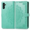 thumbnail image 2 of Galaxy A13 5G Wallet Case, Dteck Embossed Flower PU Leather Magneitc Flip Case With Hand Strap/Credit Card Holder for Samsung Galaxy A13 5G 6.5",Green, 2 of 7