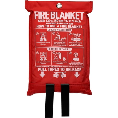 Fire Blanket 47 x 71 Fiberglass Fire Blanket for Camping and Fire Fighting Shelters