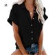 thumbnail image 1 of Minnieouse Camisa de mujer Botón de solapa Blusa casual Top de manga corta Prendas para la parte del cuerpo Negro METRO Minnieouse AP002111-08, 1 of 2