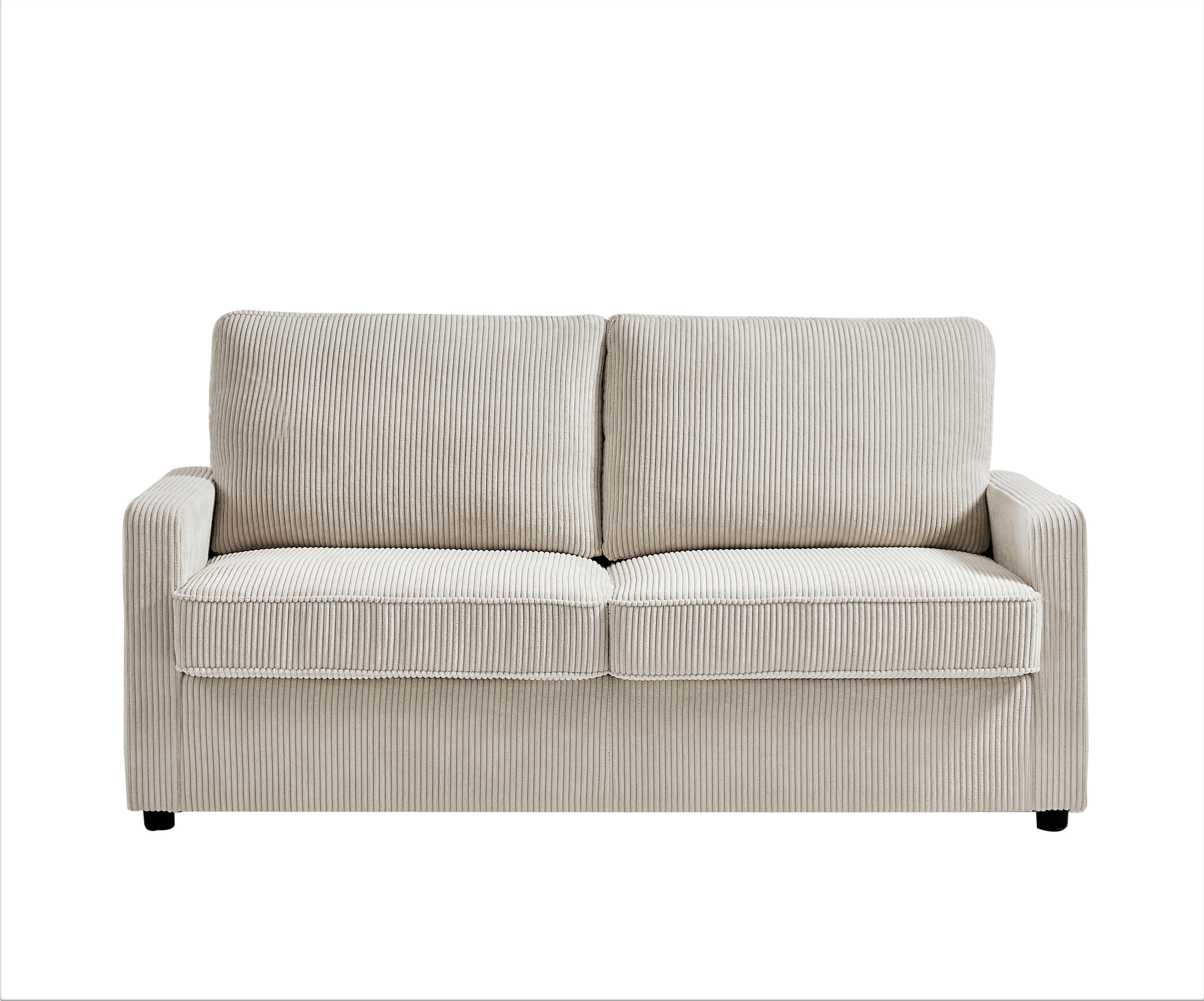 US Pride Furniture Manchester Corduroy 70" Square Arms Sofa Bed, Ivory