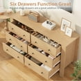 thumbnail image 3 of 6 Drawer Dresser for Bedroom, Modern Wide Dresser Organizer with Storage Drawers, Wooden Chests of Drawers for Bedroom, Entryway, Hallway, Home Office,Natural Oak, 3 of 7