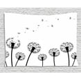 thumbnail image 1 of Dandelion Tapestry, Monochrome Black Flower Silhouettes Wind Effect Blowball Plant Pollens Nature, Wall Hanging for Bedroom Living Room Dorm Decor, 80W X 60L Inches, Black White, by Ambesonne, 1 of 2