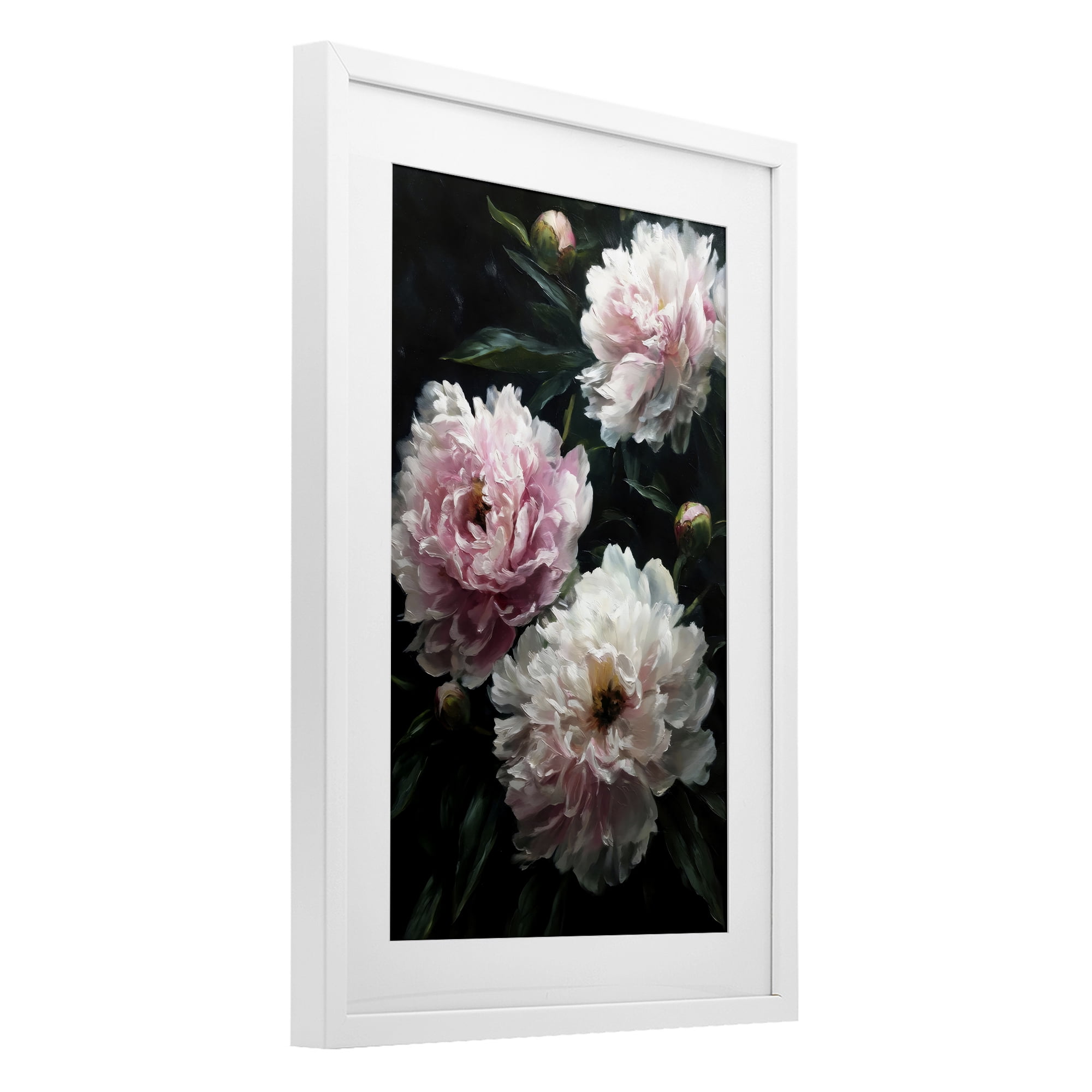 Stupell Industries Soft Pink Peony Garden White Framed Print Under Glass, design by Petal Prints Design
