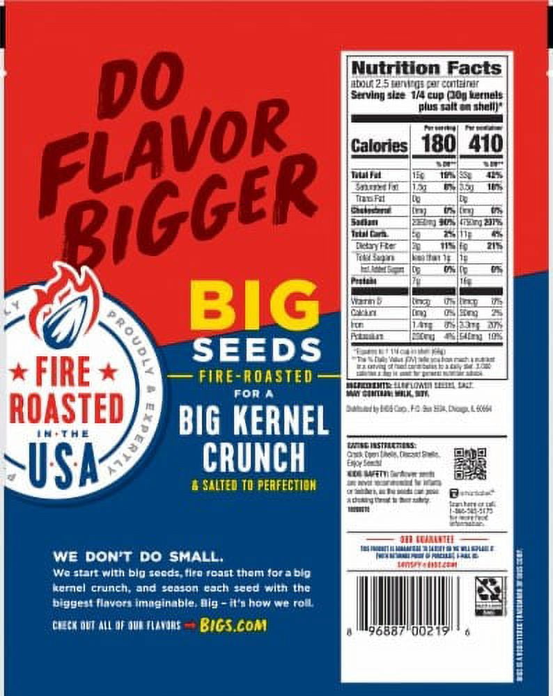 Bigs Salted and Roasted Sunflower Seeds, 5.35 OZ (Pack of 8)