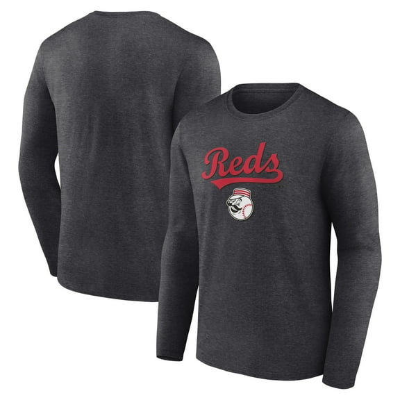 Men's Charcoal Cincinnati Reds Team Lockup Long Sleeve T-Shirt