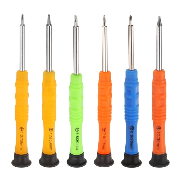 Juego de 6 destornilladores mini Phillips/ranurados/Torx/Estrella de cinco/Y tipo con cabeza magnética para herramientas de reparación de pequeños electrodomésticos