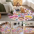 thumbnail image 5 of Children's Day Round Area Rug 5Ft Washable Circle Rugs for Living Room Bedroom, Cartoon Cute Watercolor Truck Flower Pink Non-Slip Carpet Floor Mats Indoor Outdoor Carpet Runner Aesthetic Home Decor, 5 of 8