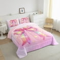 thumbnail image 3 of Manfei Cartoon Bowtie Bedding Comforter Set,Bow Bowknot Twin Comforter Sets,Rainbow Sequin Print Bedding Set For Girl,Microfiber Room Decor Reversible,2 Pieces, 3 of 8
