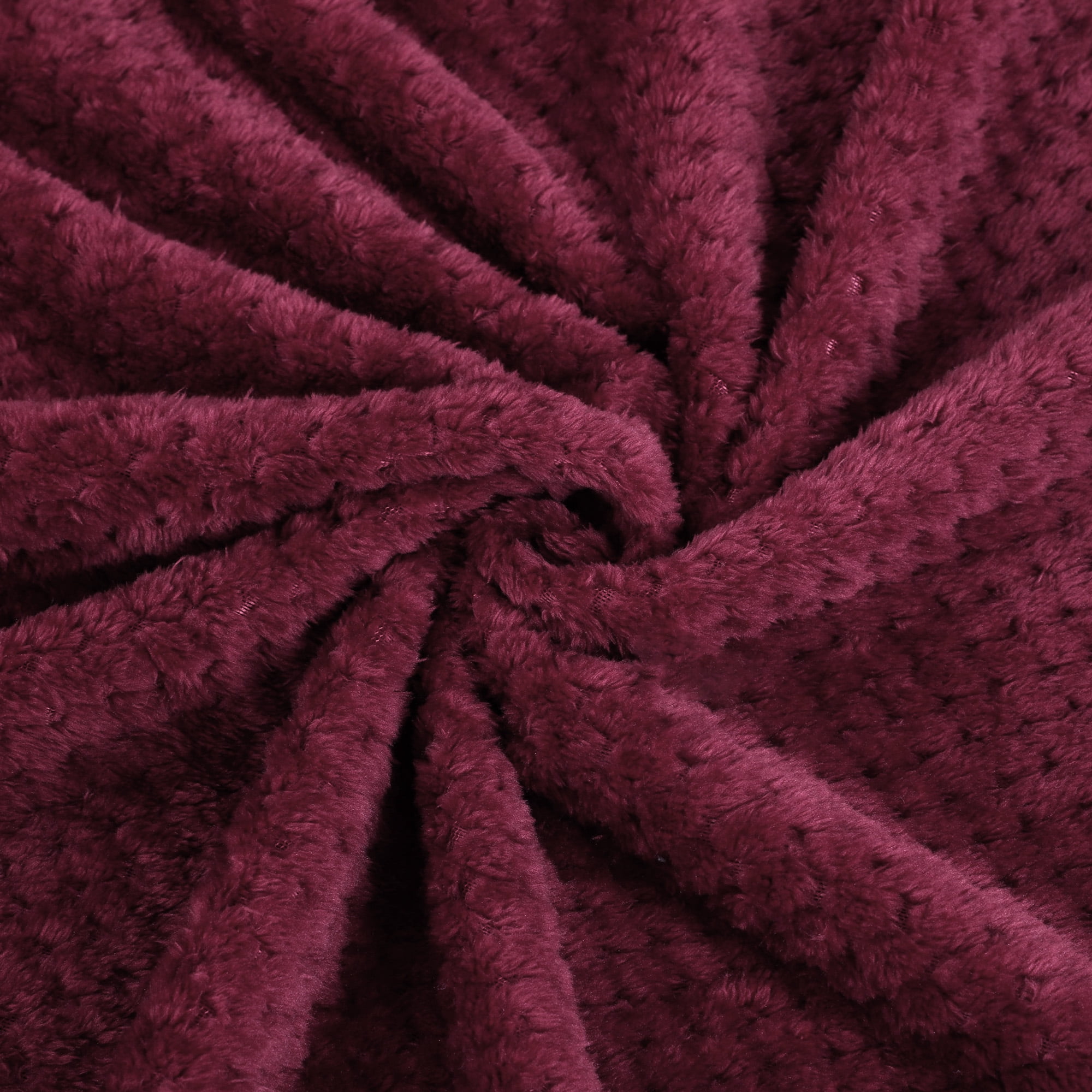 REGALWOVEN Luxury Fleece Bed Blanket Woven Mesh Burgundy 60"x78"