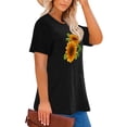 thumbnail image 3 of Anbech Sunflower Plus Size T-Shirts for Women Graphic Sunflower Print Oversize Short Sleeves T-Shirt with Round Neck, 3 of 9