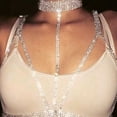 thumbnail image 4 of Rhinestone Cross Chest Chain Crystal Bra Body Chain Body Necklace Bikini Accessories Body Jewelry, 4 of 5