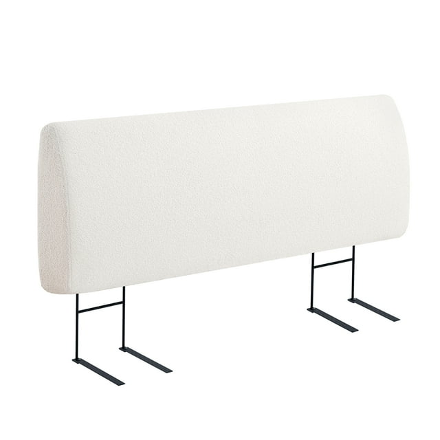 Pinmoco Tête de Lit Rembourrée en Mousse pour Lit Très Grand, Hauteur Réglable et Tête de Lit Ergonomique, Velours Teddy Blanc