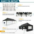 thumbnail image 6 of HOTEEL 10x30 Pop Up Canopy Tent with 8 Sidewalls,Heavy Duty Wedding Event Tents,Party Gazebo with Roller Bag,UPF 50+ Windproof Waterproof,Black, 6 of 10