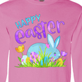 thumbnail image 4 of Inktastic Happy Easter Blue Bunny and Eggs in Grass Long Sleeve T-Shirt, 4 of 5