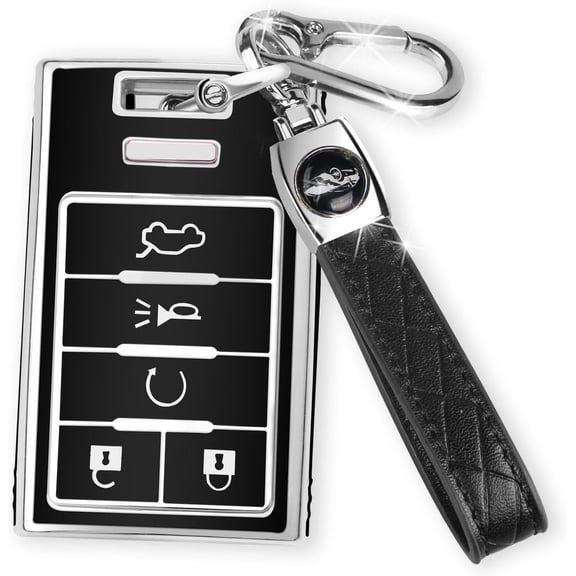 Key Fob Cover Compatible with Cadillac Escalade SRX CTS ATS XTS DTS STS 2008-2014 Keychain Case Holder Protector,Black,Gold