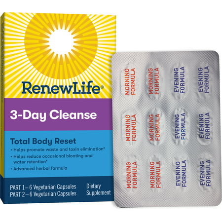 Renew Life Adult Cleanse - Total Body Reset, Advanced Herbal Formula - 3 Part, 3-Day