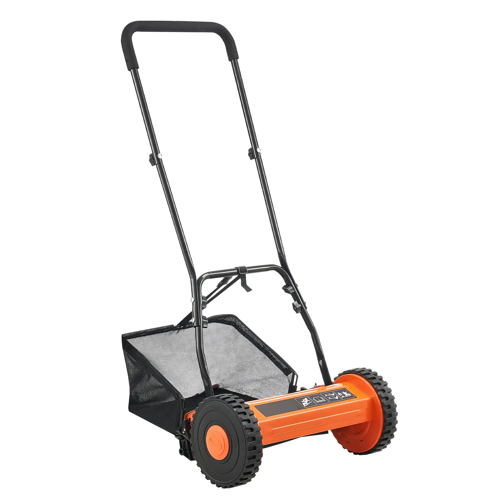 14-Inch Push Reel Lawn Mower with 5 Blades,Manual Walk-Behind Design,Adjustable Cutting Height 0.6-1.75 Inches,Grass Catcher Bag for Lawns and Courtyards
