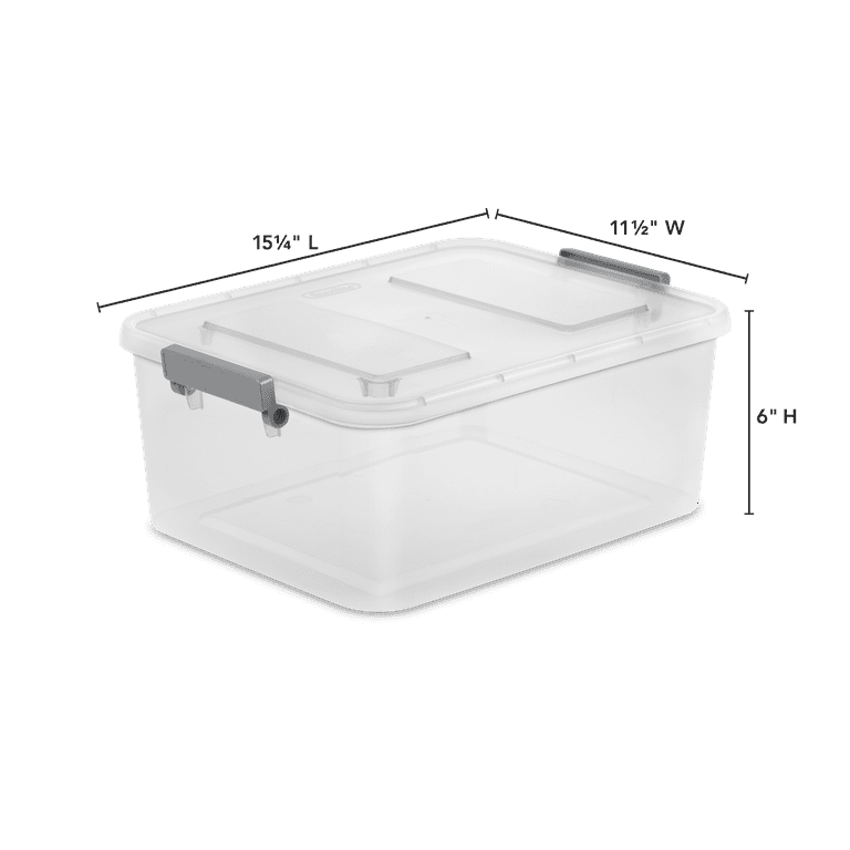 Sterilite 12.7 Qt. Clear Plastic Modular ID Latch Box, Gray