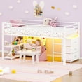 thumbnail image 2 of Zimtown Twin Size Low Loft Bed with Storage Drawer and Shelf, Floor Bunk Bed Frame with LED Light, White, 2 of 10