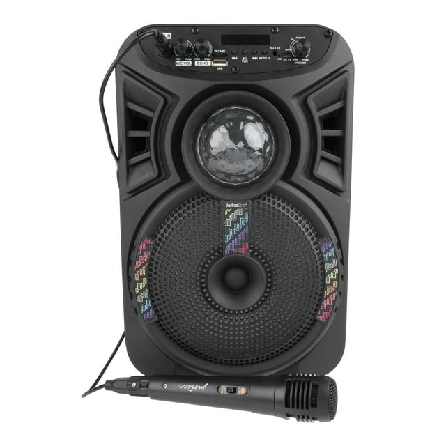 Justice Karaoke speaker with Disco Party Lights