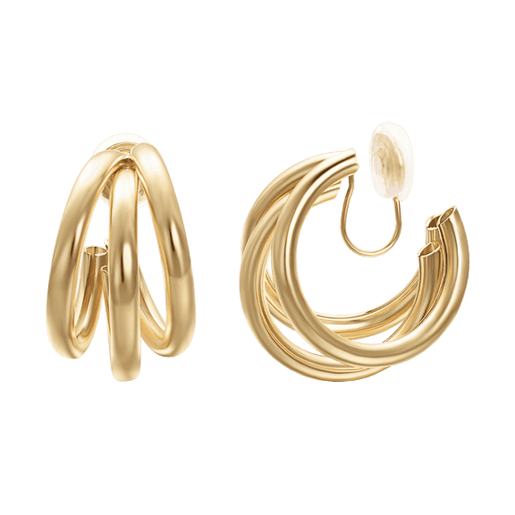 Yoursfs 2.3cm Claw Clip on Earrings for Women Gold Plated Simple Non Pierced Ear Fashion Gold Clip Earring Jewelry Gifts