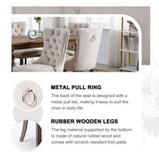 Tzicr Tufted Dining Chairs Set of 4, Upholstered Dining Chairs with Nailhead Back, Nailhead Trim, Velvet Dining Chairs for Kitchen/Bedroom/Dining Room(Beige)
