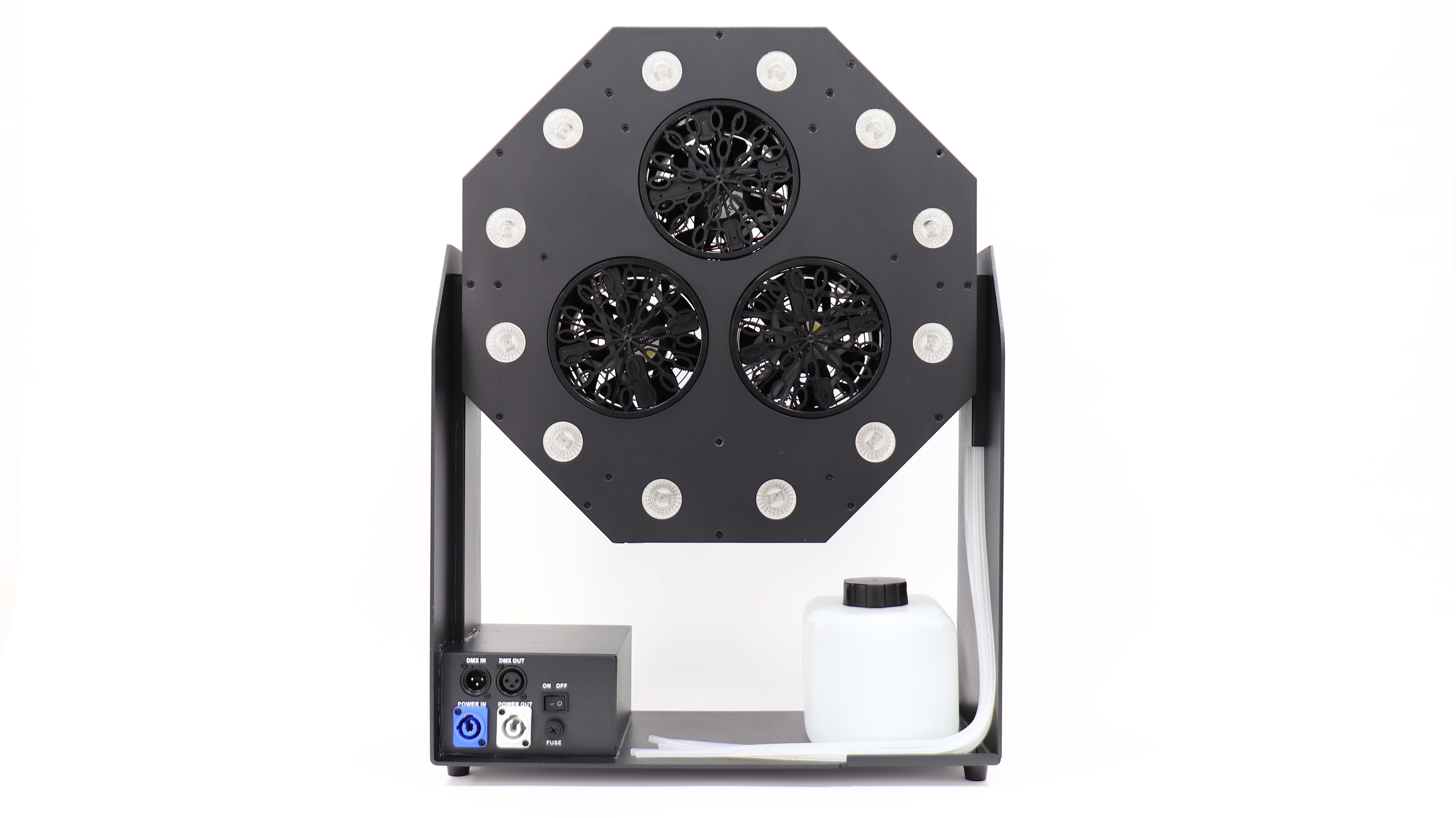 Jacmui Volcano Bubble Machine 3-Nozzle Design, RGBW, Big Bubble Storm