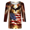 thumbnail image 4 of Cloaraye Womens Summer Tops 3/4 Sleeve Tee Shirts Casual Loose Round Neck Basic Patriotic Blouses - Independence Day Clothing, 4 of 4