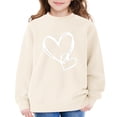 thumbnail image 2 of GiLiling Girls Preppy Heart Sweatshirt, Cute Oversized Pullover, Kids Valentine's Day Graphic Crewneck Athletic Sweater with Pocket (Beige, 13-14 Years), 2 of 7