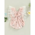 thumbnail image 4 of BemeyourBBs Newborn Baby Girls Summer Clothes Outfit Infant Baby Girl Bubble Romper Lace Flying Sleeve One Piece Floral Bodysuit Backless Playsuit Sumsuit, 4 of 8