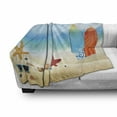 thumbnail image 2 of Seashells Soft Flannel Fleece Blanket, Holiday Theme Sunglasses Beach Summer Surfboard Daytime Sunny Starfish Seashells, Cozy Plush for Indoor and Outdoor Use, 50" x 70", Multicolor, by Ambesonne, 2 of 5