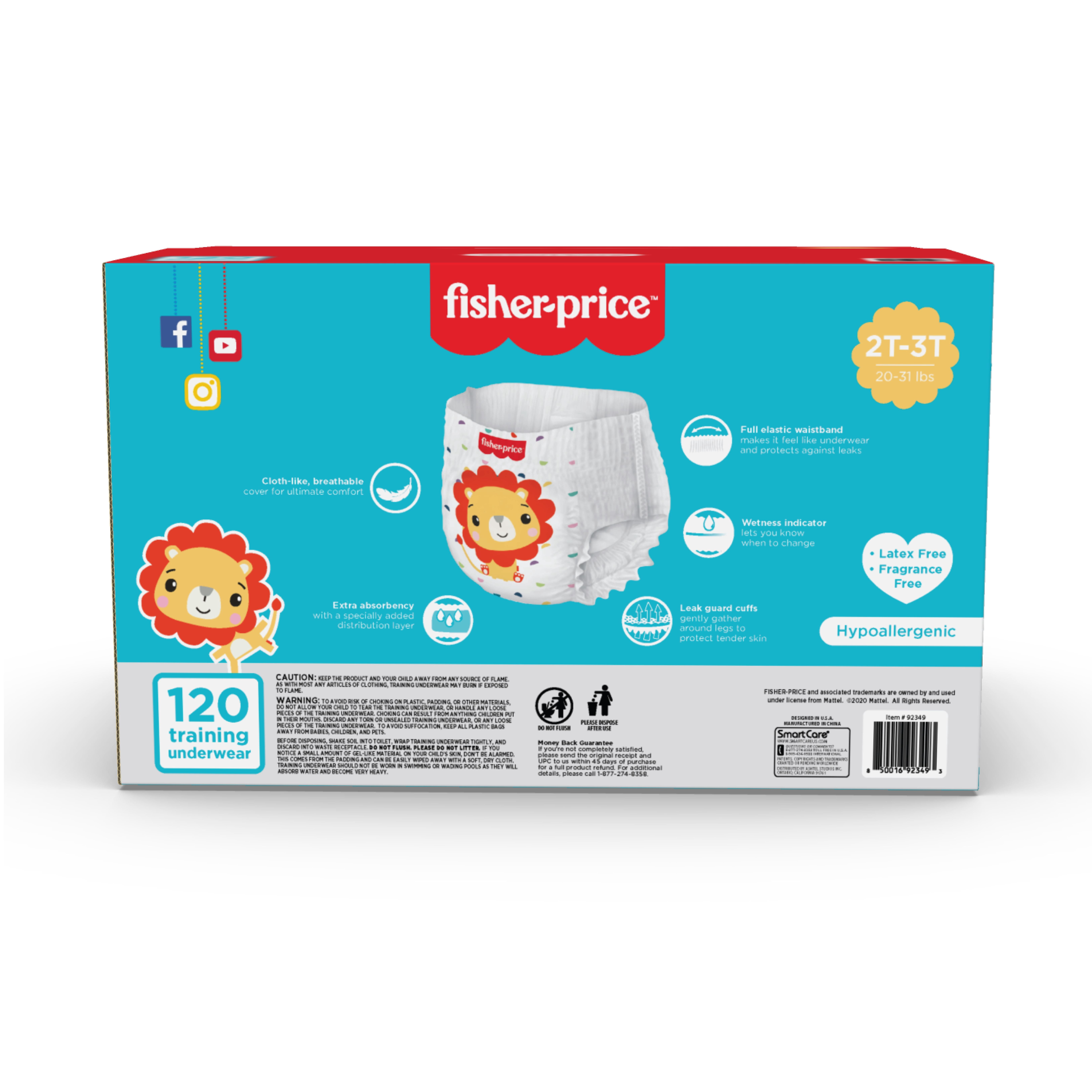Fisher-Price Boys Pull-up Potty Training Pants for Toddlers, 2T-3T, 120 Count