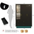 thumbnail image 2 of Blotout 70" Armoire Wardrobe Closet with Mirror, LED Wardrobe Armoire with 2 Drawers, 3 Door Wood Armoire Storage with Hanging Rods and Multi-Layer Shelves, 2 of 8