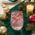 thumbnail image 4 of Christmas Glass Cups, Peppermint Candy Cane Pattern Drinking Tumbler, Clear Glass Cup for Xmas Holiday Table Setting, Christmas Glassware for Home Party, Red, 4 of 6