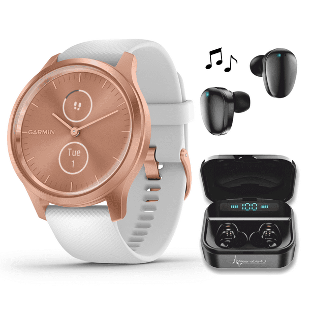 Wearable4u - Garmin Vivomove 3 Style Hybrid Smartwatch with Wearable4U Black Earиuds with Power