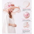 thumbnail image 3 of Women Organza Church Hat Wide Brim Sun Hats for Wedding Tea Party Fascinator Hat, Dual-use, 3 of 4