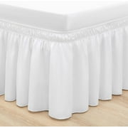Debonair Wrap Around Ruffled Bed Skirt 15 Inch for Queen Size Beds, White