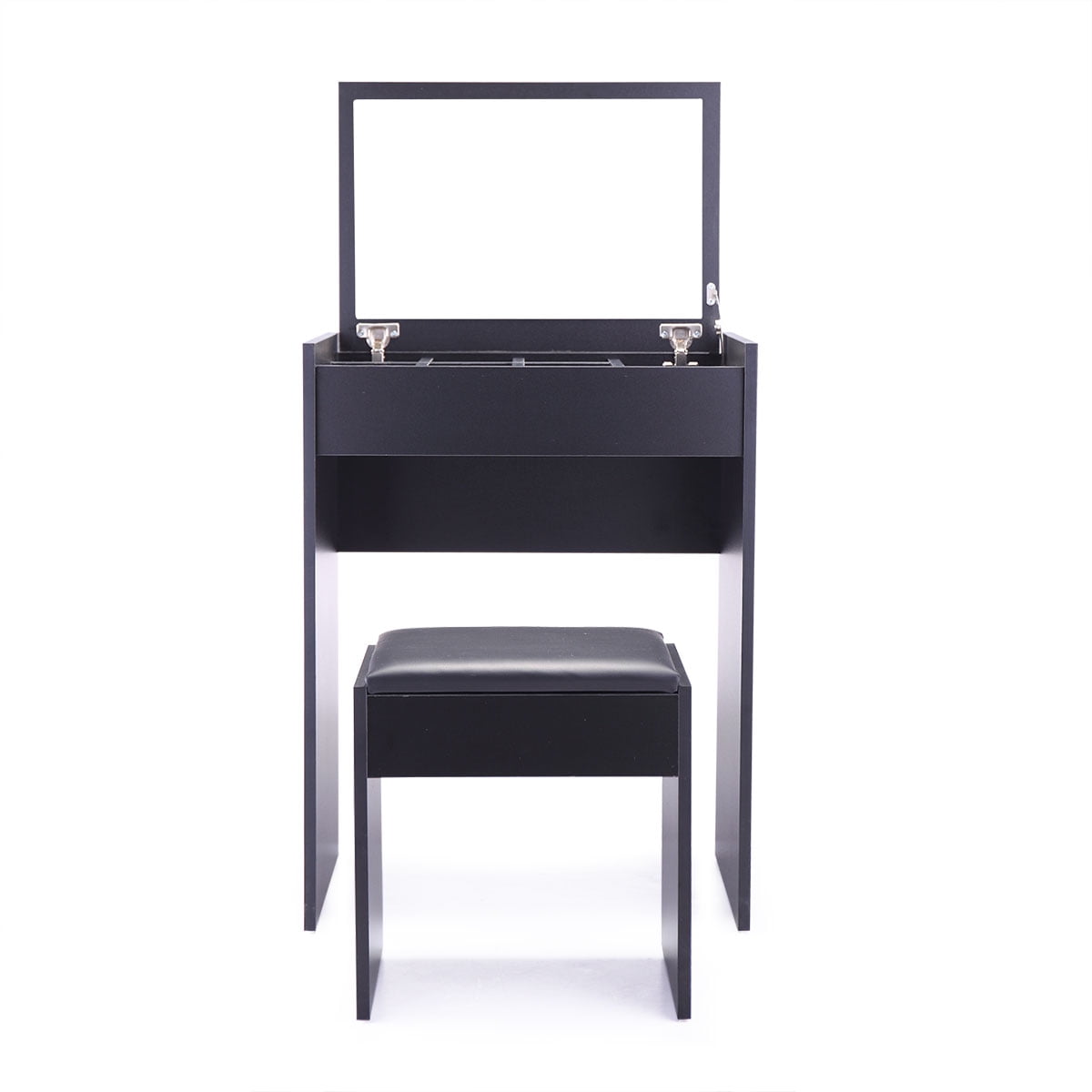 Kepooman Multipurpose Vanity Set, Makeup Dressing Desk with Cushioned Stool & Reversible Mirror & Storage - Black Kepooman Multipurpose Vanity Set, Makeup Dressing Desk with Cushioned Stool & Reversible Mirror & Storage - Black