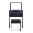 thumbnail image 4 of Veryke Makeup Vanity Set, Wooden Dressing Table Vanity Desk with Cushioned Stool and Reversible Mirror, Makeup Desk for Bedroom, White, 4 of 8