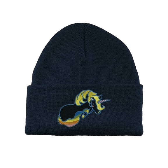 Gravity Threads Black Unicorn Patch Cuffed Beanie - Navy