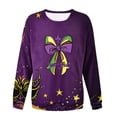 thumbnail image 4 of LEKWK Women's Mardi Gras Tops Beaded Heart Graphic Print Sweatshirts Long Sleeve Crew Neck Casual Daily Holiday Wear Outfits, 4 of 4