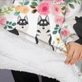 thumbnail image 3 of Oversized Wearable Blanket Hoodie,Husky Dog Flower Floral Sherpa Blanket Hoodie with Super Pockets,Super Warm Fuzzy Pullover for Women & Men, 3 of 6