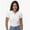 White, variant on Women's Short Sleeve V Neck T Shirts Summer Knit Slim Fitted Basic Solid Color Tee Tops