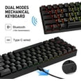 thumbnail image 4 of Teclado mecánico inalámbrico y mouse con cable, Bluetooth 5.1 y tipo C Teclado para juegos con cable de 68 teclas Interruptor marrón, mouse para juegos programable (negro) para jugadores de PC, 4 of 8