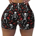 thumbnail image 2 of Honeii Skeleton with Roses Print Women's Workout Shorts, Gym Shorts for Active Wear, Sports Shorts,Women's Running Shorts,Quick Dry Athletic Shorts-Small, 2 of 8